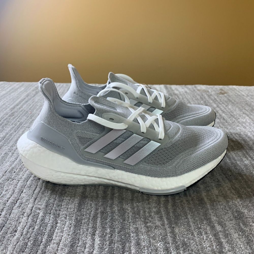 Womens adidas UltraBoost 21 Shoes Size 11 Mens size 10 Gray White Silver  GV7724